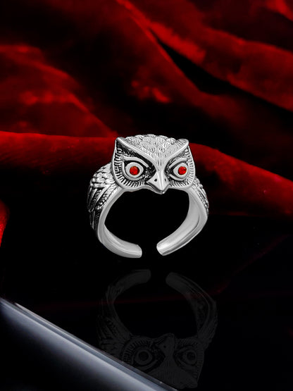 Saizen Silver Owl Face Ring for Men | Stylish Men’s Jewelry | NISHU Superstores