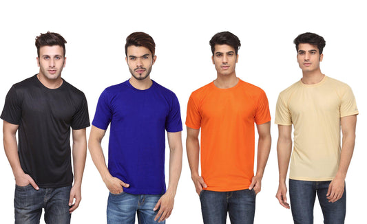 DRI-FIT Round Neck Men’s T-Shirt Pack of 4 | Quick Dry Activewear | NISHU Superstores