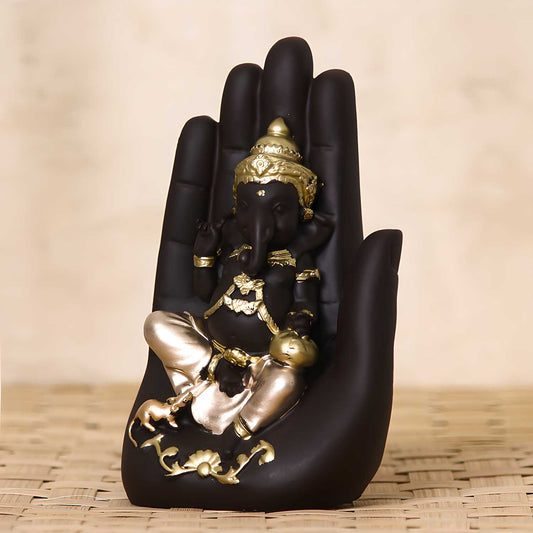 eCraftIndia Golden Handcrafted Palm Ganesha – Decorative Showpiece for Home & Office | NISHU Superstores