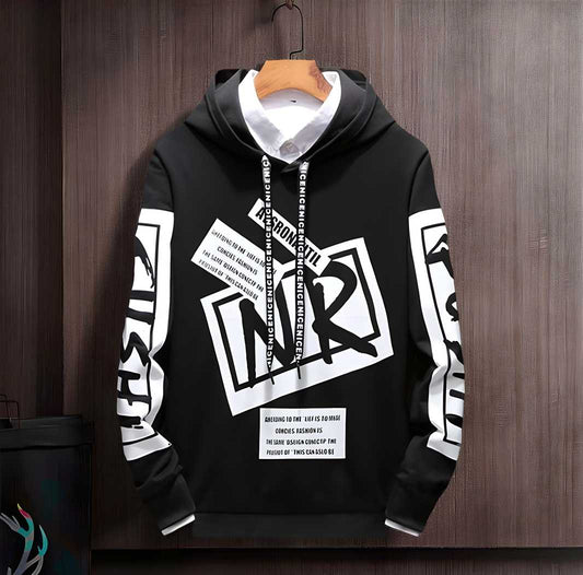 Cotton Blend Printed Full Sleeves Men's Hooded T-Shirt | Trendy & Comfortable | NISHU Superstores