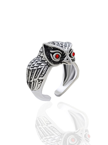 Saizen Silver Owl Face Ring for Men | Stylish Men’s Jewelry | NISHU Superstores