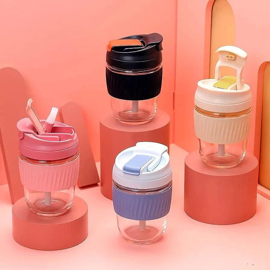 Glass Tumbler with Airtight Lid & Straw – Reusable Drinkware | NISHU Superstores