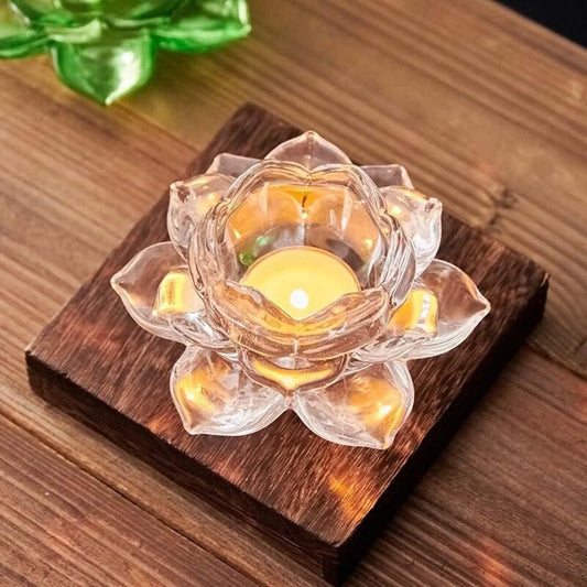 Glass Lotus Flower Tea Light Candle Holder Set – Decorative Home Décor | NISHU Superstores