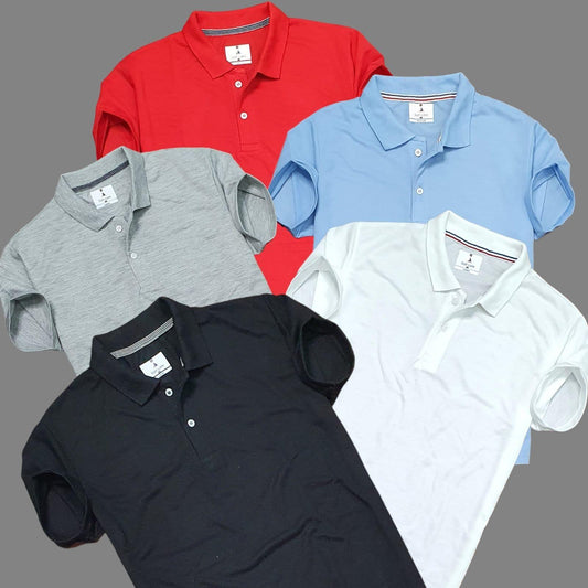 Men's Solid Polo T-Shirt Pack of 5 | Matty Fabric | Half Sleeves | NISHU Superstores