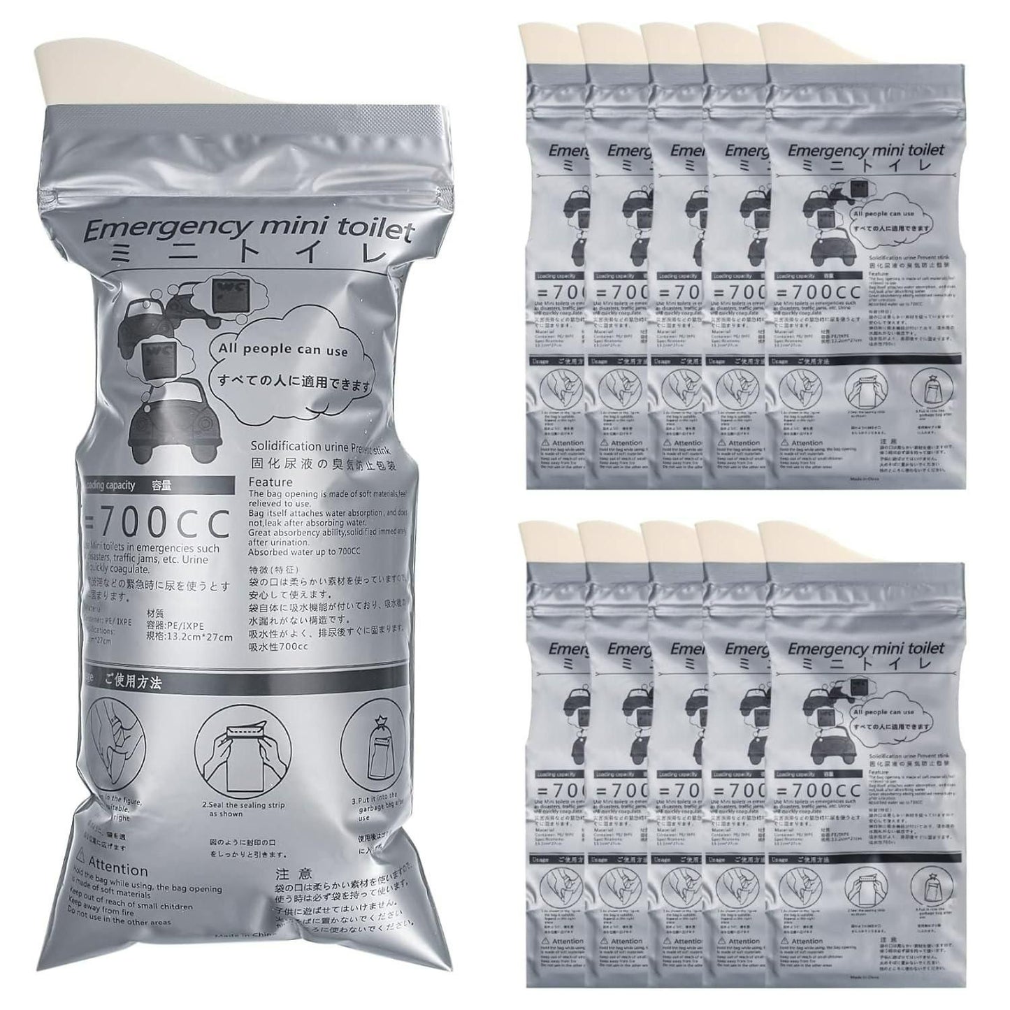 Emergency Mini Toilet-Urine Bag (Pack of 4) | Portable Leak-Proof Travel Pee Bag | NISHU Superstores