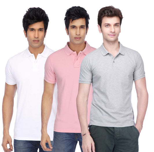 Poly Cotton Solid Half Sleeves Men’s Polo T-Shirt Pack of 3 | Everyday Comfort | NISHU Superstores
