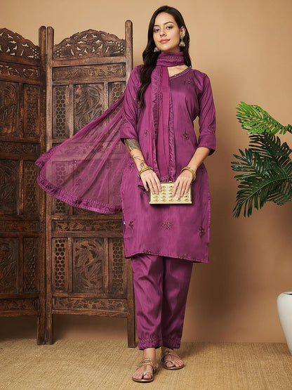 Women’s Embroidered Straight Kurta Set with Dupatta – Elegant Ethnic Wear | NISHU Superstores