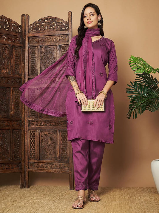 Women’s Embroidered Straight Kurta Set with Dupatta – Elegant Ethnic Wear | NISHU Superstores