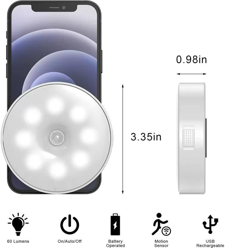 Motion Sensor LED Night Light – USB Rechargeable, Wireless & Self-Adhesive | NISHU Superstores
