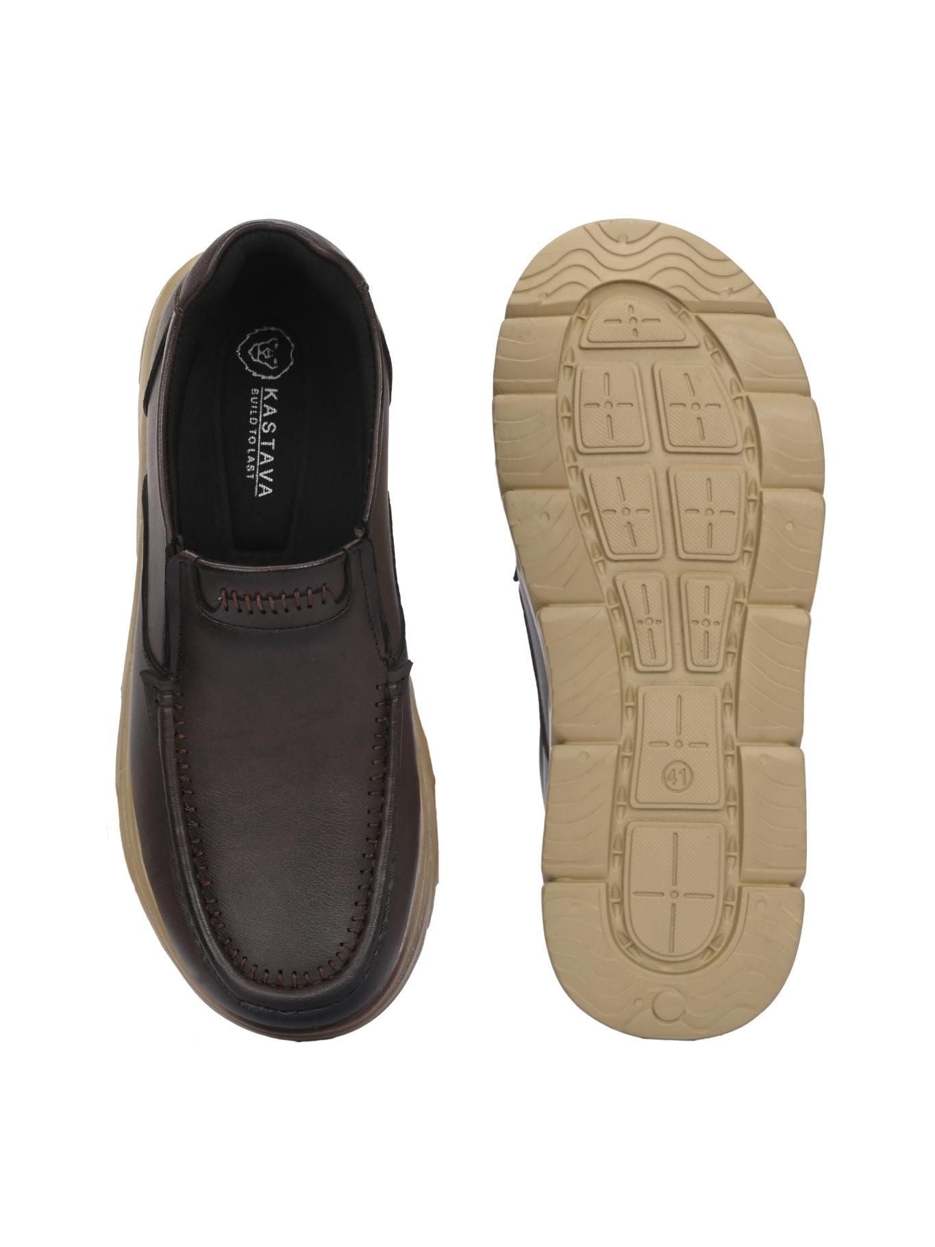 Men's Derby Slip-On Brown Casual Shoes – Elegant & Comfortable | NISHU Superstores