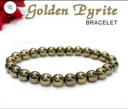 Golden Pyrite 8mm Natural Stone Bracelet for Men & Women | NISHU Superstores