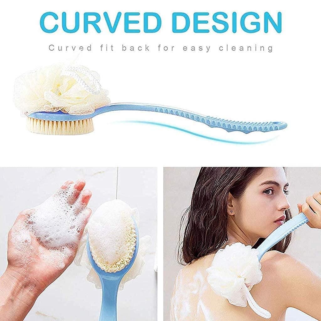 2-in-1 Loofah Bath Brush with Handle – Double-Sided Back Scrubber (Pack of 2) | NISHU Superstores