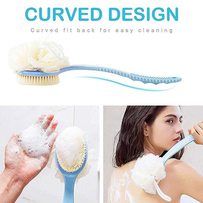 2-in-1 Loofah Bath Brush with Handle – Double-Sided Back Scrubber (Pack of 2) | NISHU Superstores