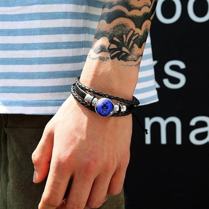 Zodiac Constellation Braided Black Leather Bracelet – Adjustable & Stylish | NISHU Superstores