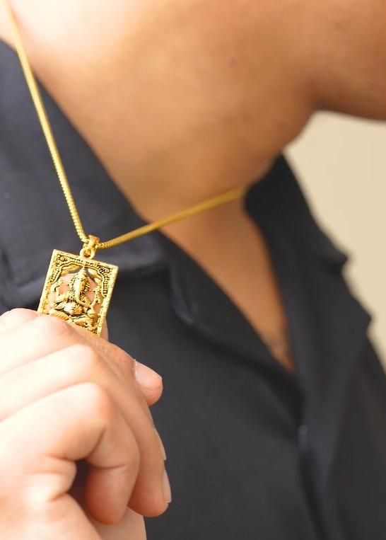 Gold Plated Ganeshji Pendant with Chain | NISHU Superstores