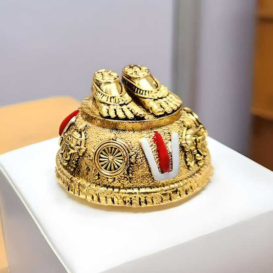 Gold Plated Antique Lord Balaji Charan Paduka – Spiritual Home Décor | NISHU Superstores