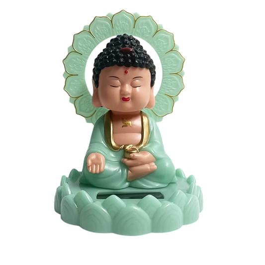 Plastic Solar Powered Moving Head Sitting Action Buddha Statue (1 Pc) | LED Decorative Solar Showpiece for Home & Garden – NISHU Superstores