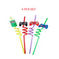 Reusable Cartoon Drinking Straws for Kids | Colorful Plastic Reusable Straws for Summer Parties, Birthday Party Favors & Celebrations | Safe & Fun Drink Straws (4 Pc Set) – NISHU Superstores