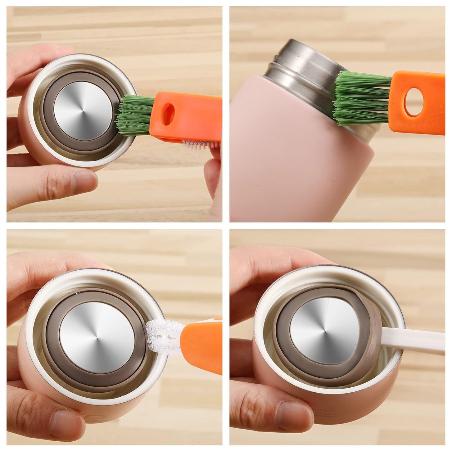 6483  3 In 1 Multifunctional Cleaning Brush Mini Glass Cover Cleaning Brush Bottle Cleaning Brush Set Cup Cleaner Brush Bottle Cap Detail Brush For Bottle Cup Cover Lid Home Kitchen Washing Tool (1 Pc)