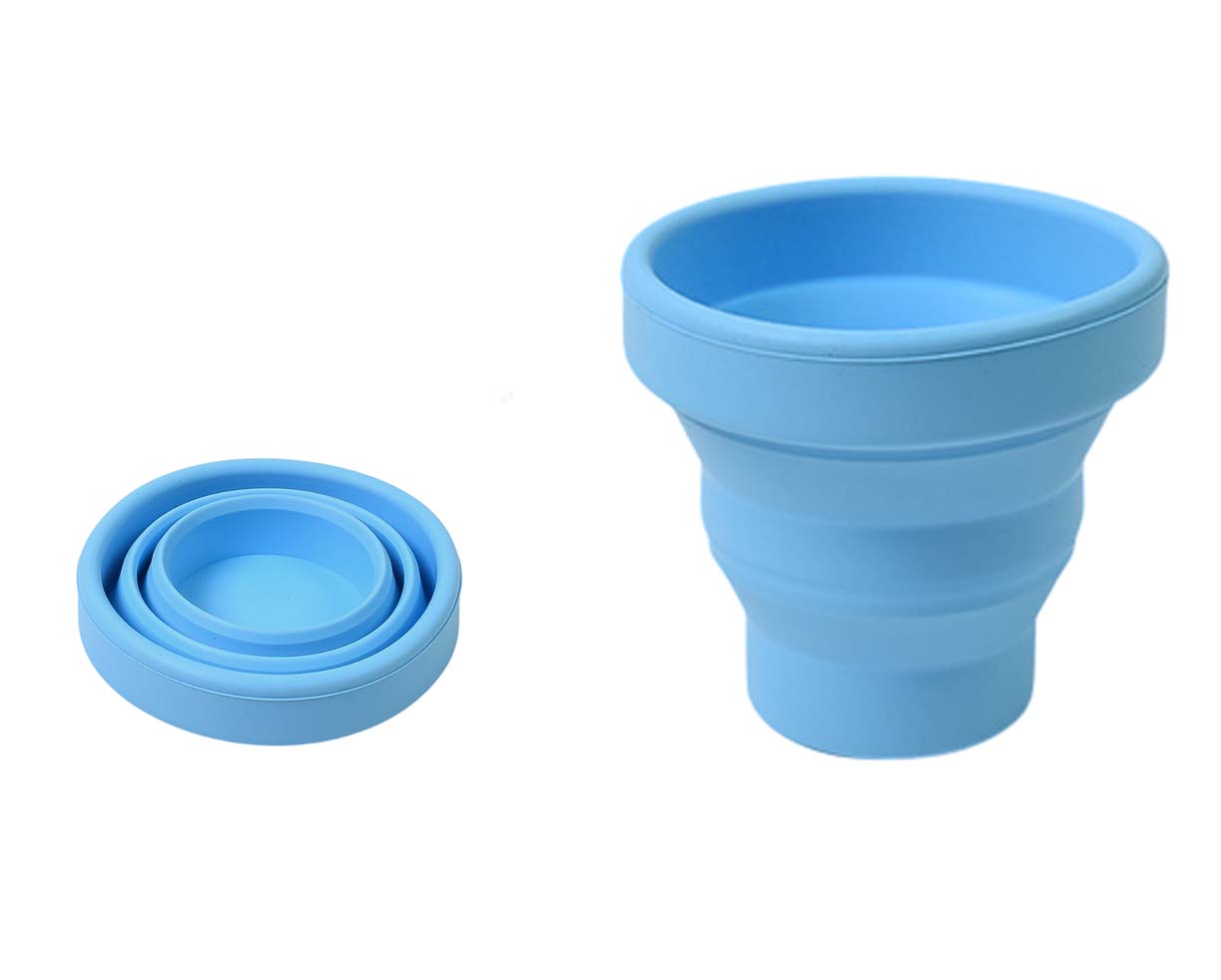 Round Silicone Foldable Glass Travel Mug Without Lid (1 Pc) | Reusable Collapsible Drinking Cup for Office, Home & Travel | Space-Saving & Eco-Friendly – NISHU Superstores