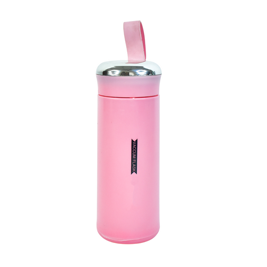 Outdoor Sport Glass Water Bottle 400 ml | Leak Proof BPA-Free Bottle with Daily Water Intake | Hot & Cold | Pink | NISHU Superstores