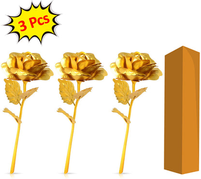 Golden Rose Decorative Flowers (Set of 3) | Premium Artificial Golden Roses for Home, Office, Café & Table Décor – NISHU Superstores