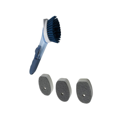 Mix Color Dish Scrubber with Soap Dispenser | Dishwashing Brush Set with 1 Handle & 3 Refill Heads for Sink, Pot & Pan Cleaning – NISHU Superstores