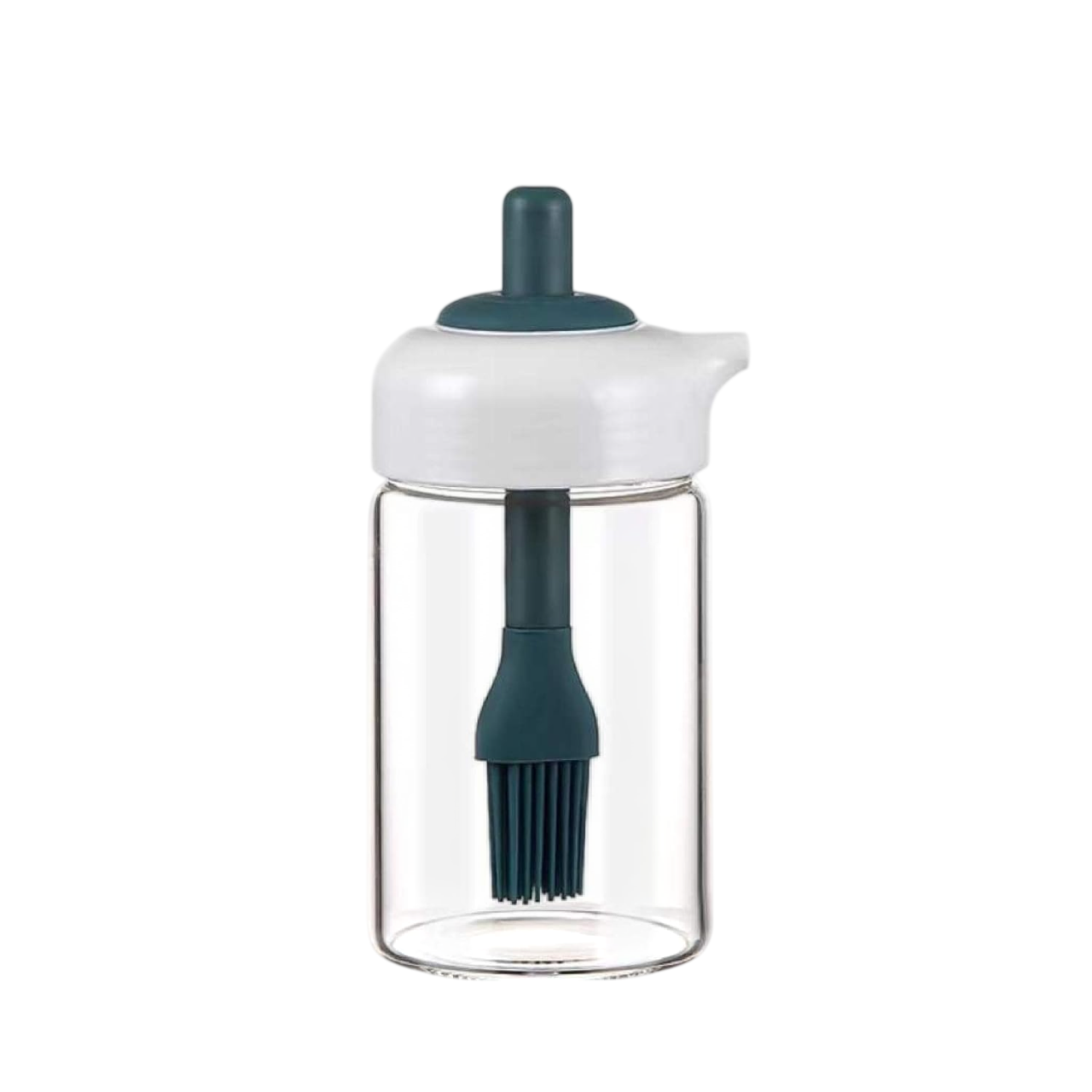 2 in 1 Glass Oil Dispenser Jar Bottle with Silicone Brush | Cooking Oil Pourer & Basting Brush Combo (1 Set) | Kitchen Oil Control Tool | NISHU Superstores