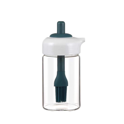 2 in 1 Glass Oil Dispenser Jar Bottle with Silicone Brush | Cooking Oil Pourer & Basting Brush Combo (1 Set) | Kitchen Oil Control Tool | NISHU Superstores