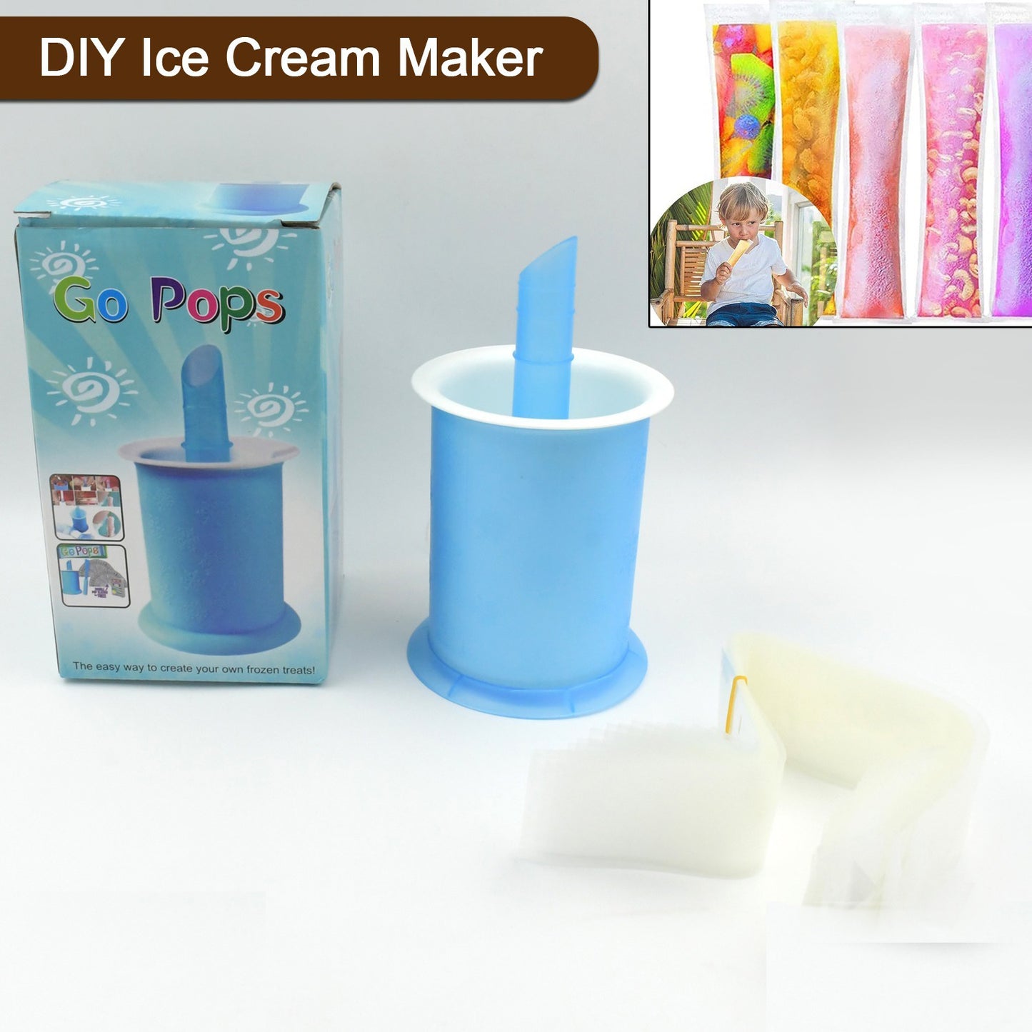 Homemade Popsicle Maker Manual Ice Cream Machine with 20 Pcs Packing Bags | DIY Reusable Popsicle Mold for Kids & Adults – NISHU Superstores
