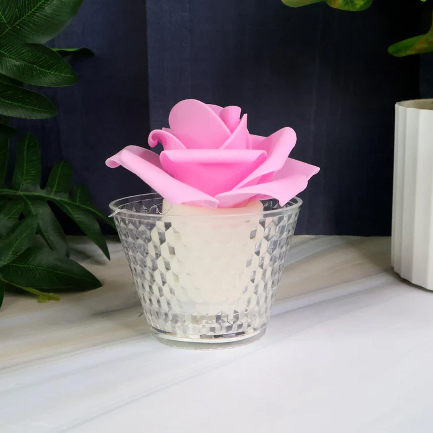 Led Rose Flower Decorative Flameless Tealight Candles - (6 Pc  Set)