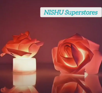 Rose Flower Shaped LED Flickering Tealight Candles (2 Pc) | Flameless Romantic Decorative Tea Lights for Home & Gifts – NISHU Superstores