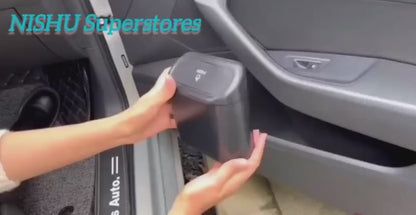 Plastic Mini Car Trash Can with Lid | Waterproof & Leak-Proof Hanging Car Dustbin Storage Box (1 Pc) | NISHU Superstores