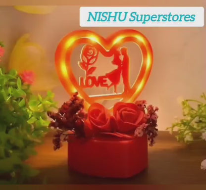 Romantic Heart-Shaped Love Couple Decorative Showpiece with Rose Base (1 Pc) | Elegant Home Décor & Valentine Gift – NISHU Superstores