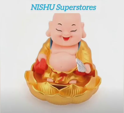 Solar Power Moving Buddha Car Ornament (1 Pc) | Solar Energy Dashboard Buddha with Moving Head for Car & Home Décor – NISHU Superstores