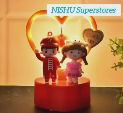 Cute Romantic Couple Love Showpiece with Heart Frame (1 Pc) | Decorative Couple Figurine for Home, Bedroom & Gifting – NISHU Superstores
